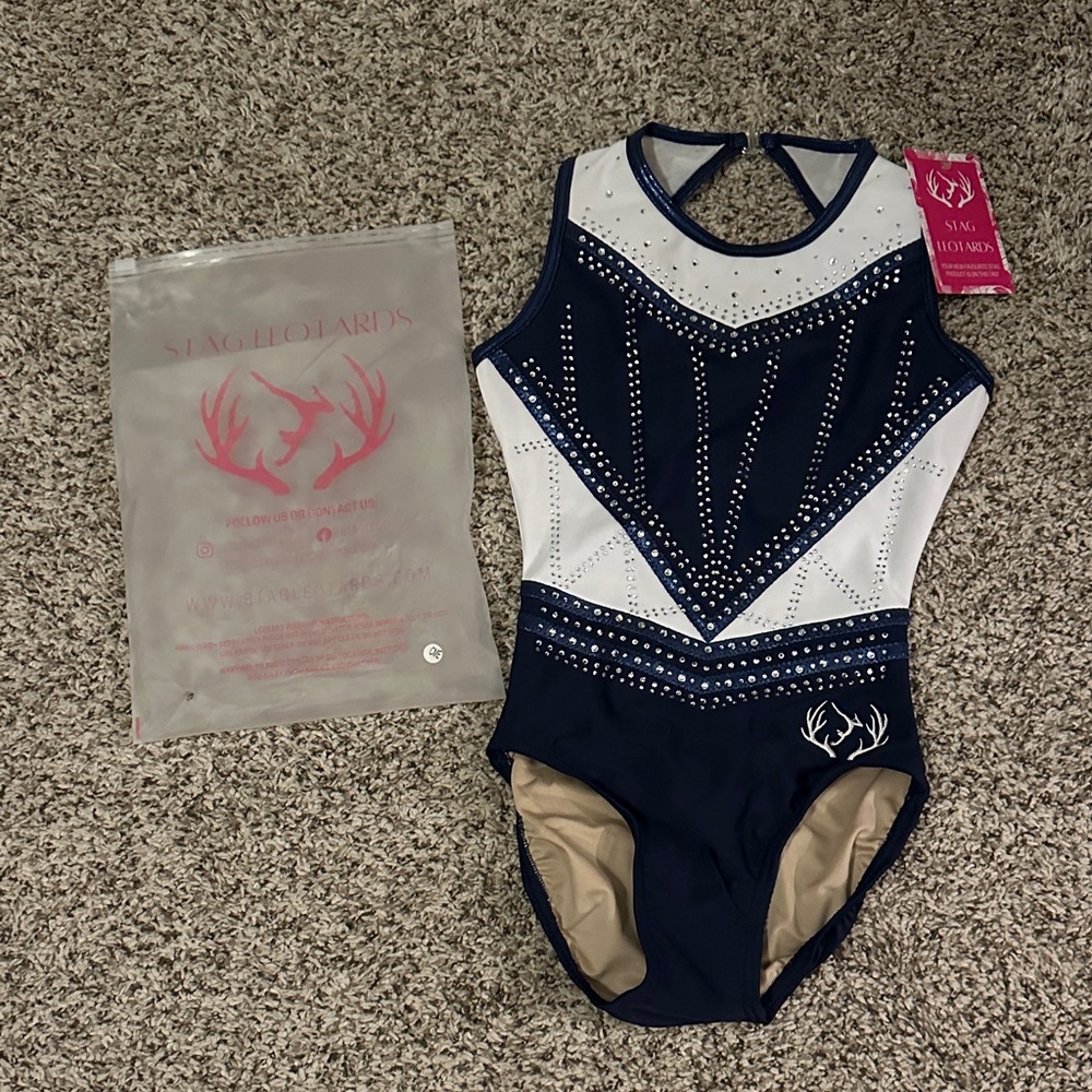 Tag Navy and White Kids Leotard